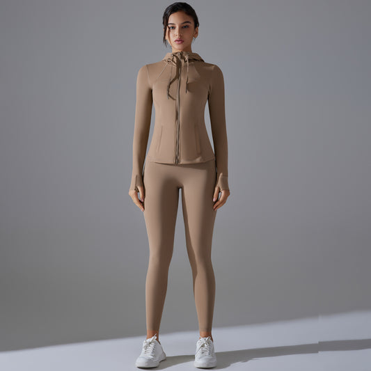 Double-sided Brocade Yoga Zipper Fitness Suit - Enfance-Heureuse