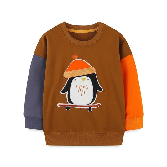 Jumping Meters Long Sleeve Penguin Applique Sweatshirts Cotton Baby Clothes Hot Selling 2-7T Children's Tops Shirts - Enfance-Heureuse
