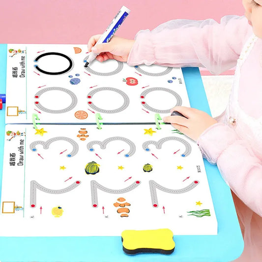 Magical Tracing Workbook Reusable Magic Practice Copybook Control Training Book Children Montessori Drawing Education Stationery - Enfance-Heureuse