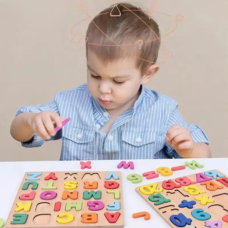 Education de Montessori pour Enfants. Les lettres de l'Alphabets et les nombres en coleurs.