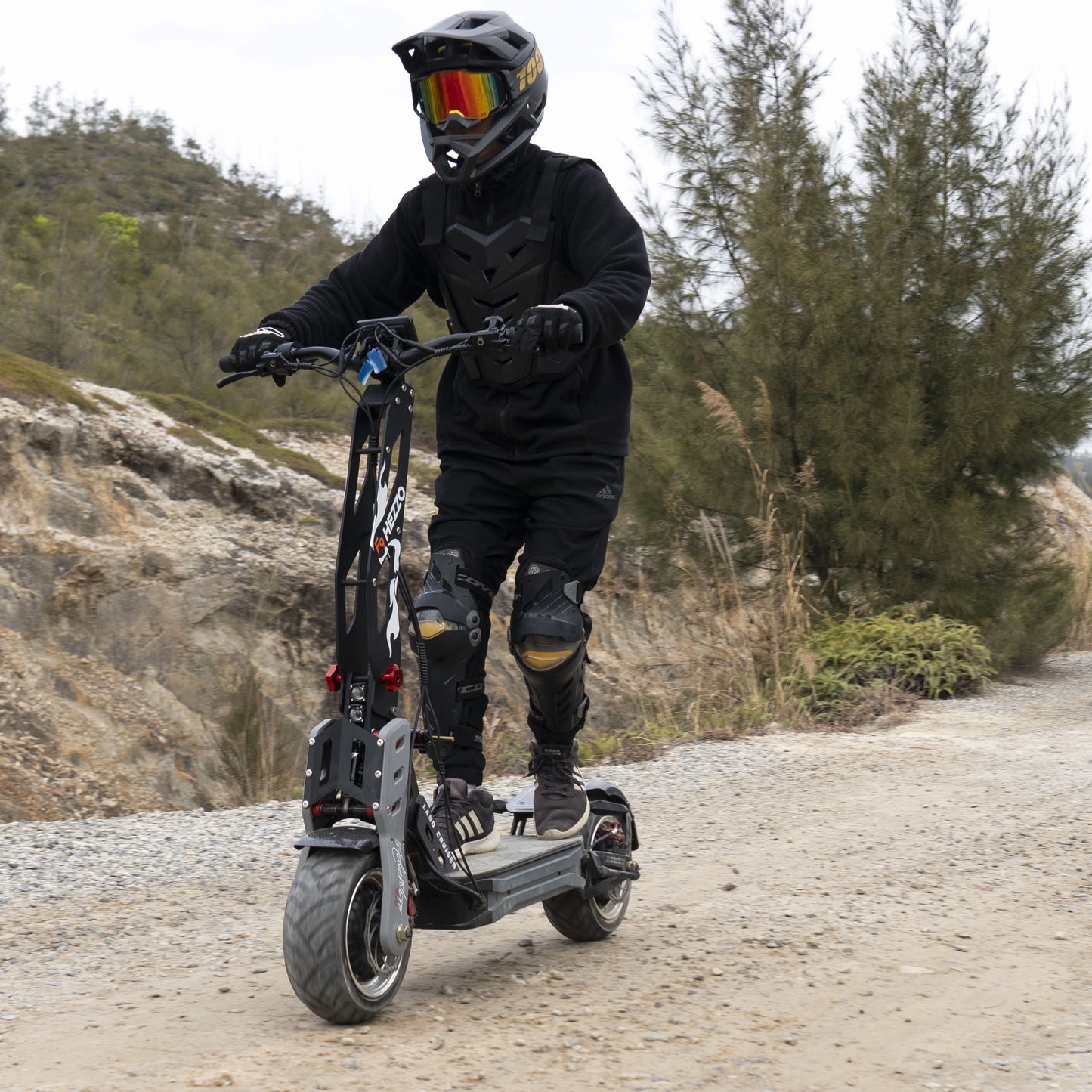 HEZZO F9 Foldable Electric Scooter for Adults 60v 8000w Dual Motors Powerful 60MPH EScooter Fat Tire 40Ah NFC Off Road Scooter
