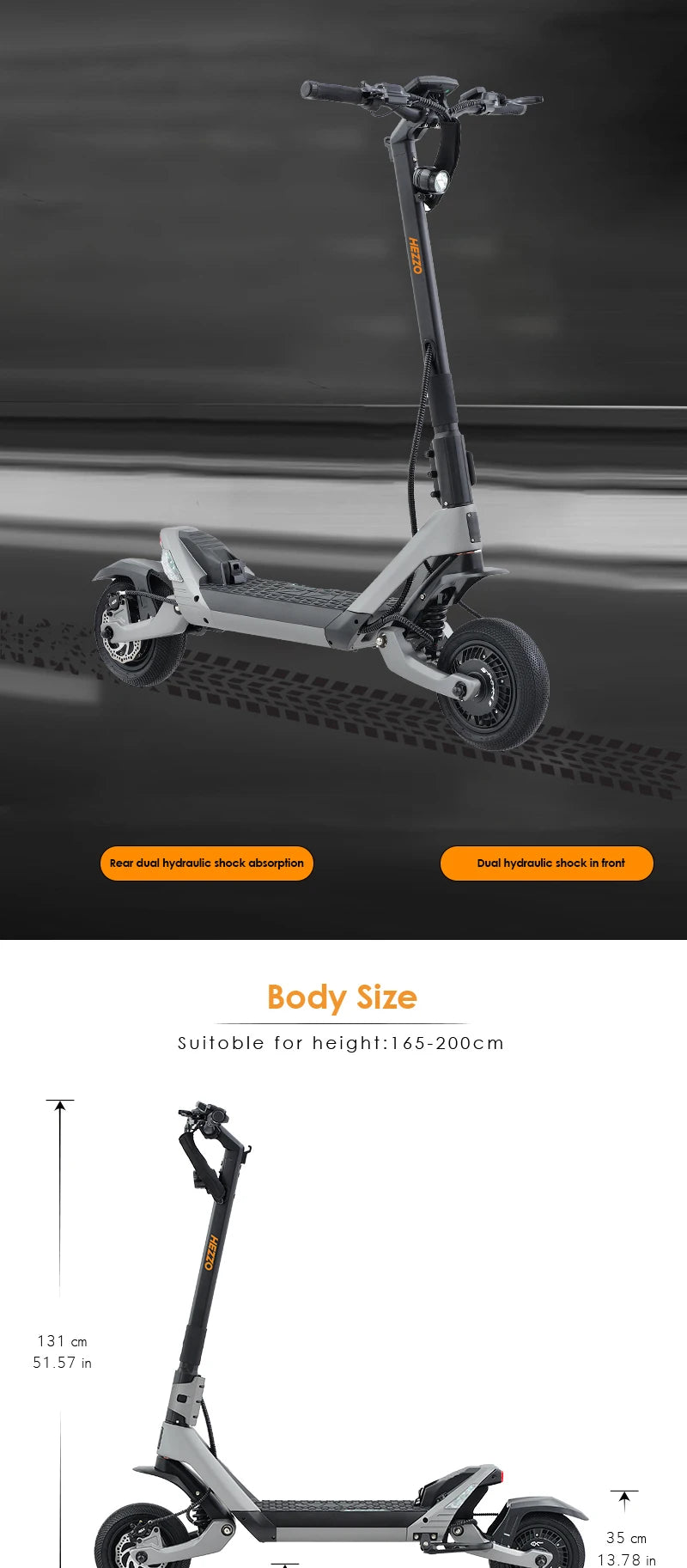 HEZZO F6 Electric Scooter 60V 1600W Dual Motors 10inch Off-road Folding Escooter 23AH Lithium Battery Long Range Full Suspension