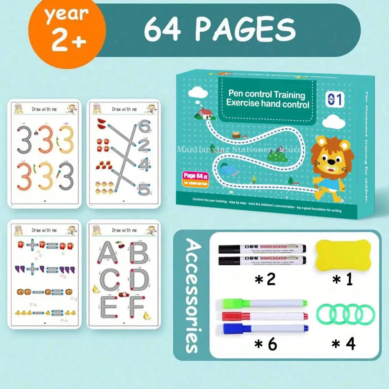 Reusable Magical Tracing Workbook Magic Practice Copybook Control Training Book Children Montessori Drawing Education Stationery - Enfance-Heureuse