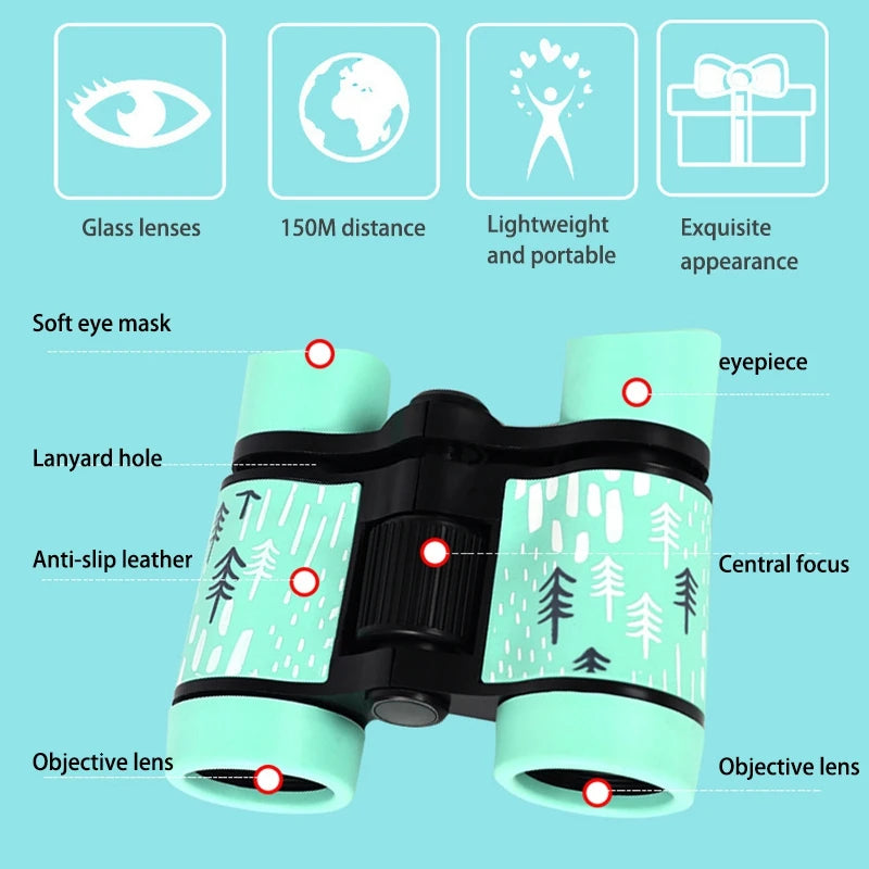 Jumelles 4X30 en Plastique Enfants Mini TéLescope Coloré pour Enfants Jouets de Plein Air HD Oculaire Lentille D'Objectif
