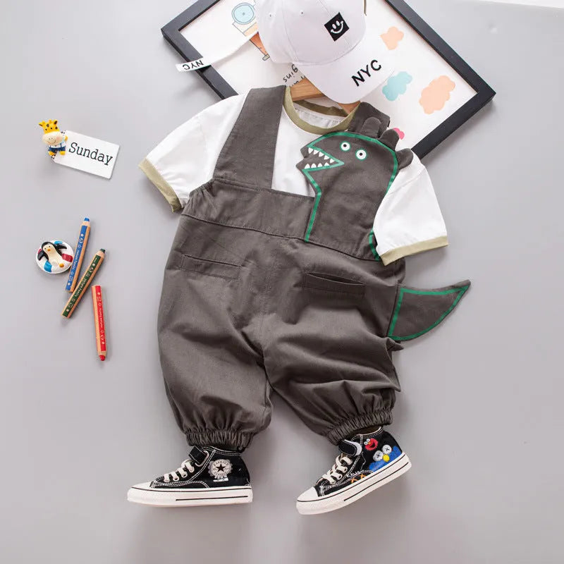 T-shirt Suspender Shorts Two-piece Set