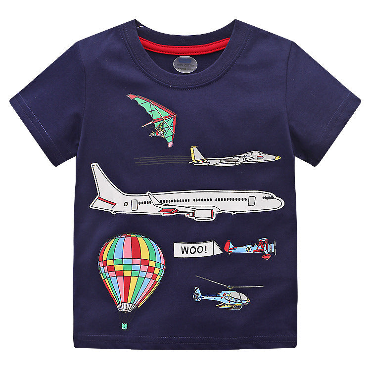 Summer Children's Cute Printed Embroidered Short-sleeved Cartoon T-shirt