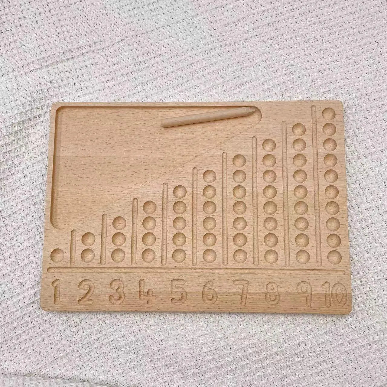 Descripción del tablero de conteo de troncos Montessori Material didáctico