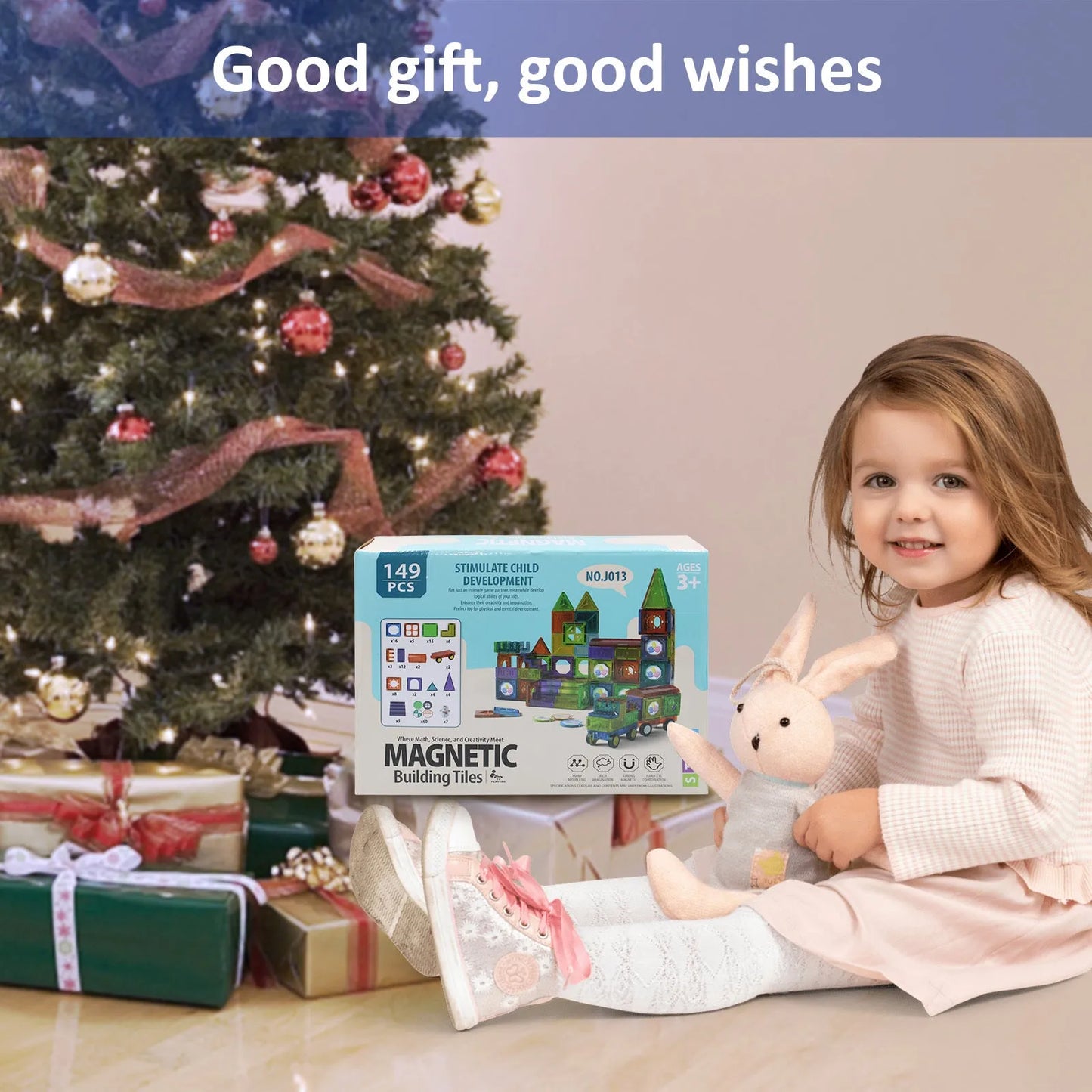 Ensemble de carreaux de construction magnétiques de 149 pièces pour enfants avec 2 voitures-Blocs de construction magnétiques 3D plus forts-Jouets magnétiques STEM colorés développent leurs compétences motrices et leur créativité