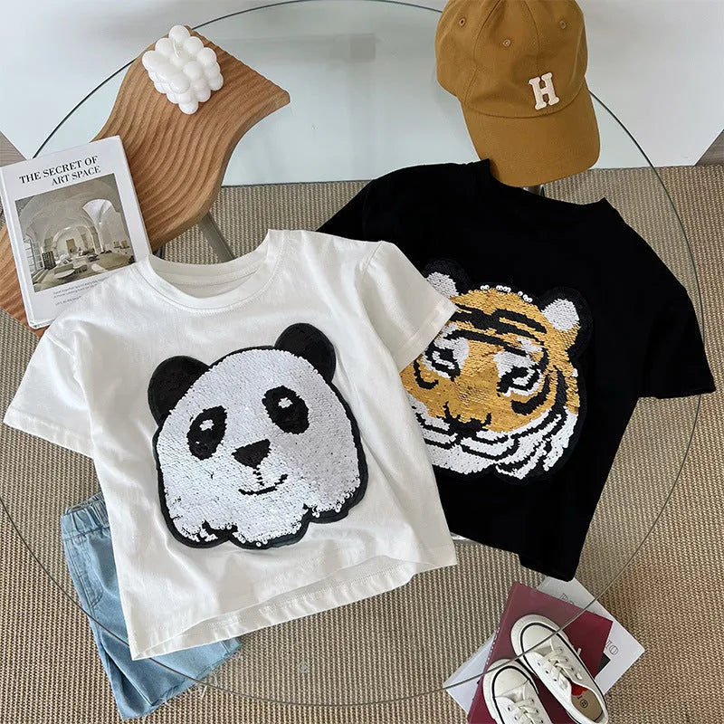 T-shirt manches courtes Panda Garçons Haut à manches mi-longues