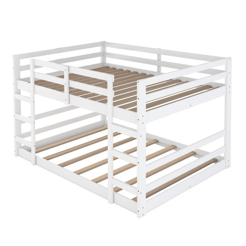 Full Over Full Bunk Bed With Ladder, White
