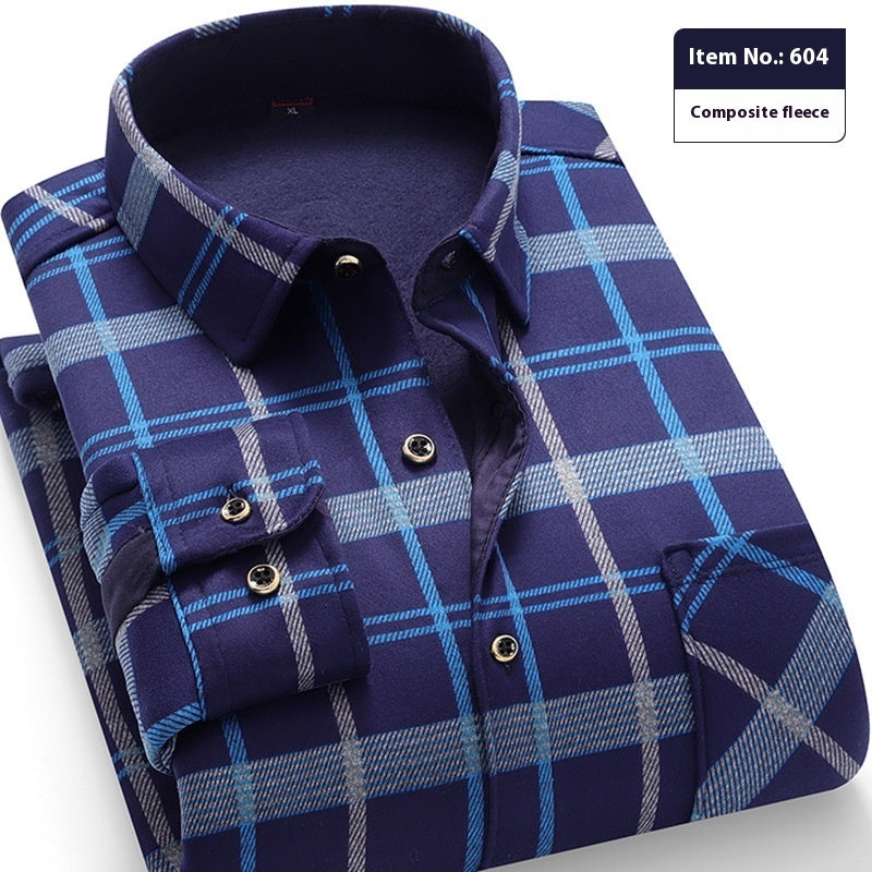 Thickened Velvet Padded Shirt Thermal Plaid
