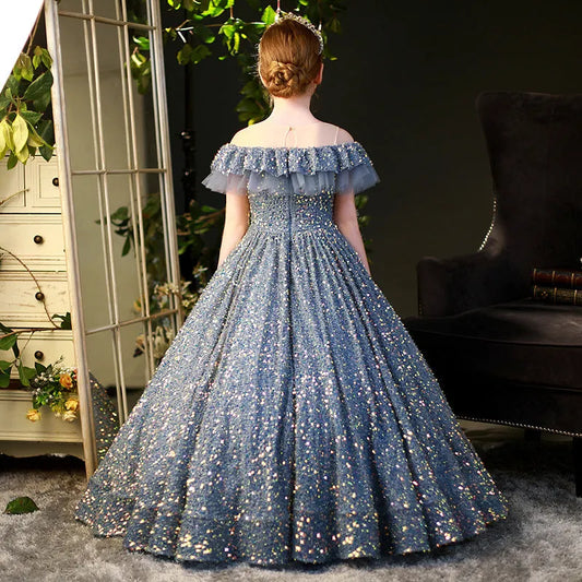 Big Children Children's Sequined Princess Dress Western Style Catwalk Costumes Winter - Enfance-Heureuse
