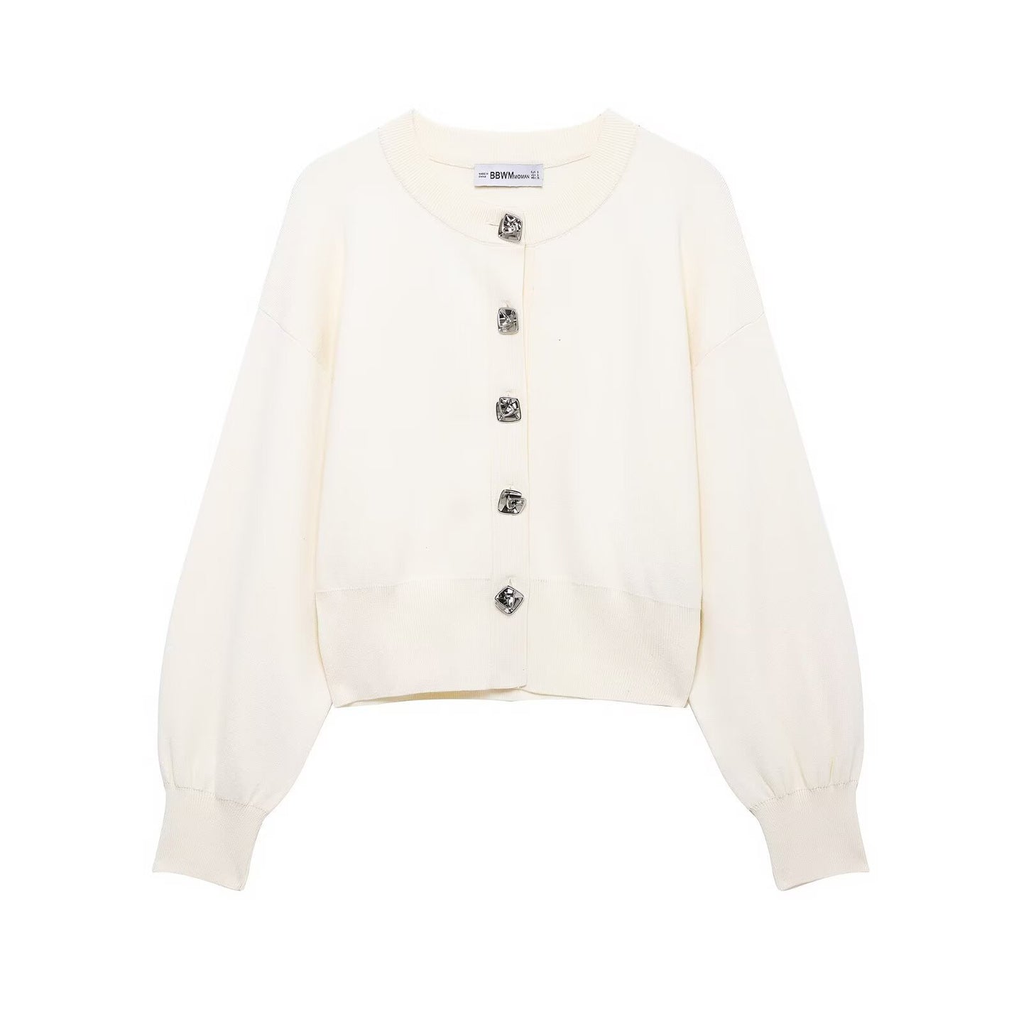 Flower Button Decoration Knitted Coat Short Mini Skirt Suit