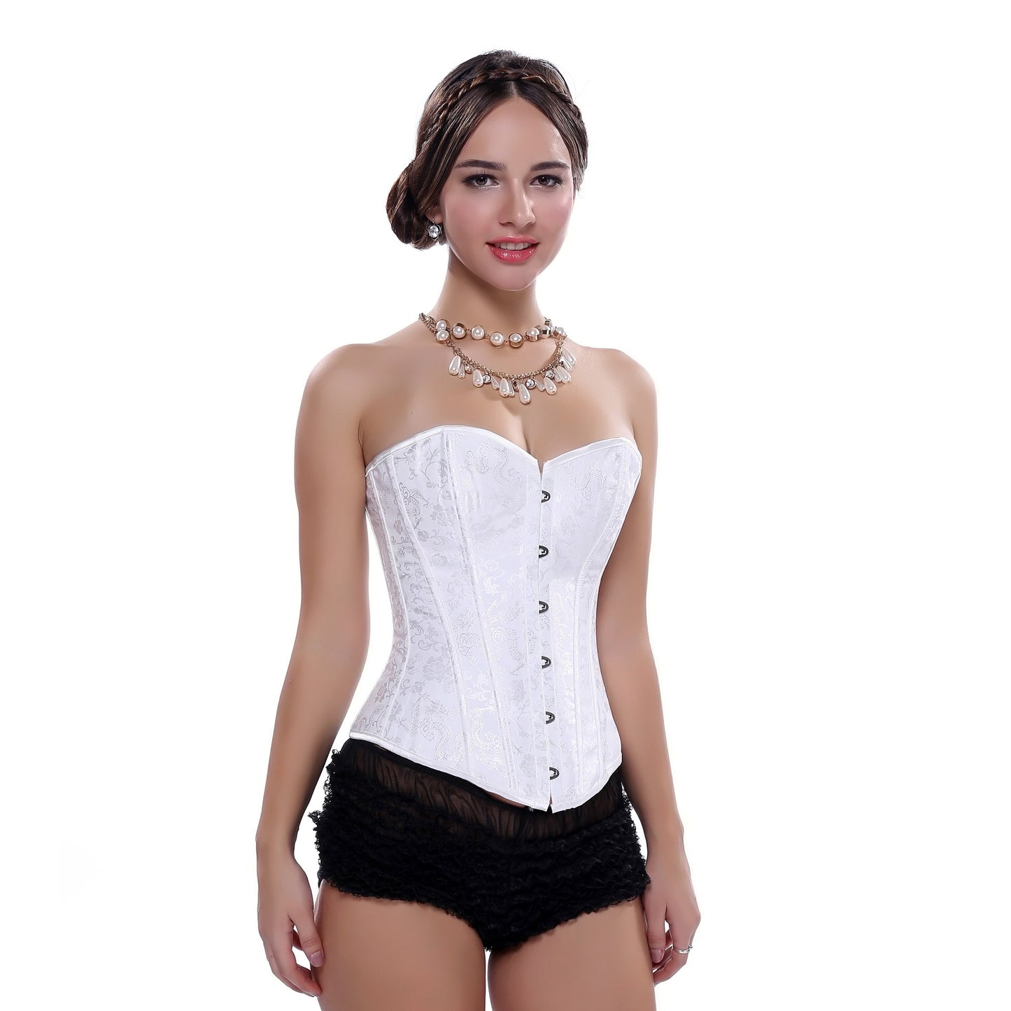 Sexy Steel Rib Lace-free Jacquard Chest Support Court Corset