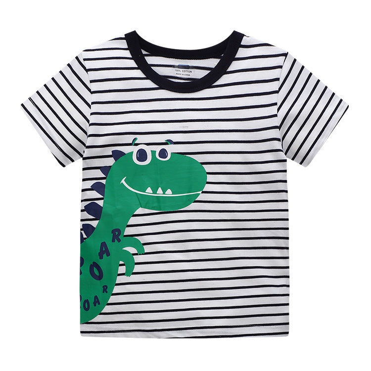 Summer Children's Cute Printed Embroidered Short-sleeved Cartoon T-shirt