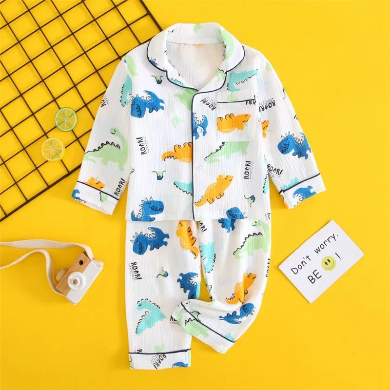 Ensemble de vêtements pour la maison en gaze de coton double couche pour enfants