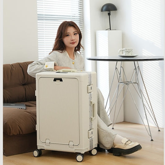 Trolley Aluminum Frame Large Capacity Front Opening Luggage - Enfance-Heureuse