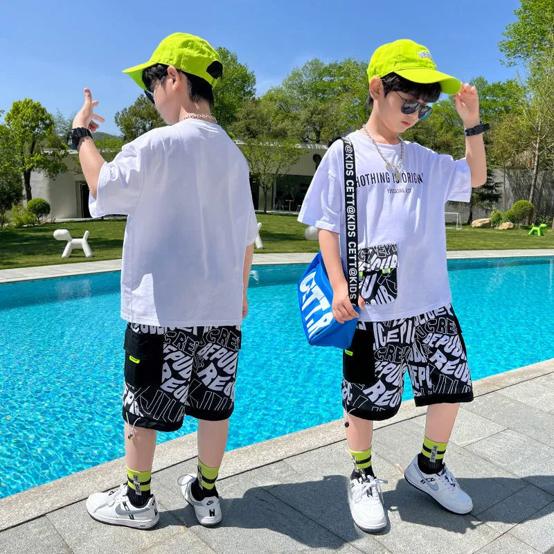 Costume à manches courtes d'été à la mode pour garçon Cool et beau
