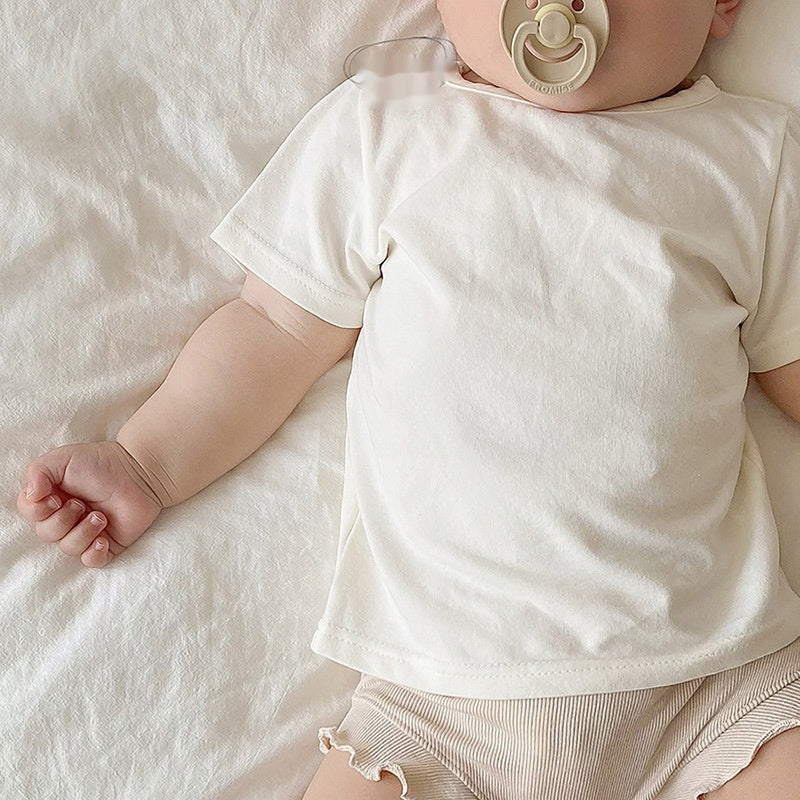 Thin Cute Children's Solid Color Toddler Round Neck Short Sleeve