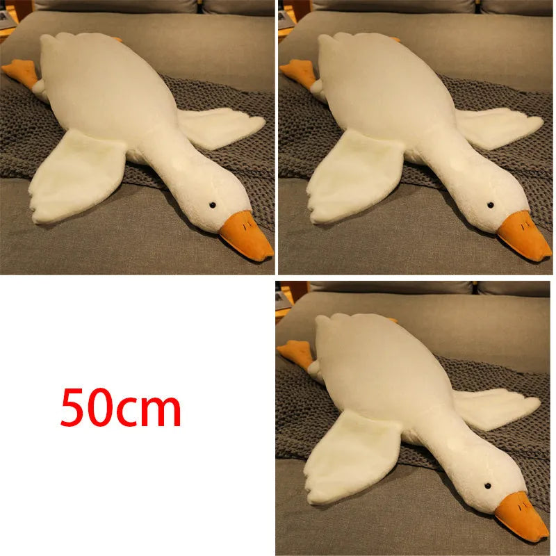 Grand oreiller de poupée d'oie blanche dormir en peluche