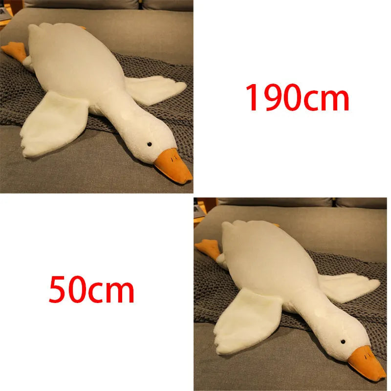 Grand oreiller de poupée d'oie blanche dormir en peluche