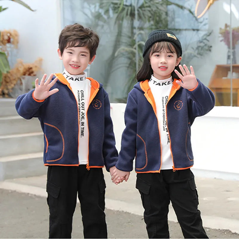 Enfants de Vêtements Ensemble Polaire Cardigan Chandail À Capuchon