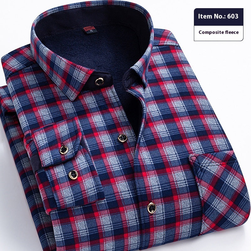 Thickened Velvet Padded Shirt Thermal Plaid