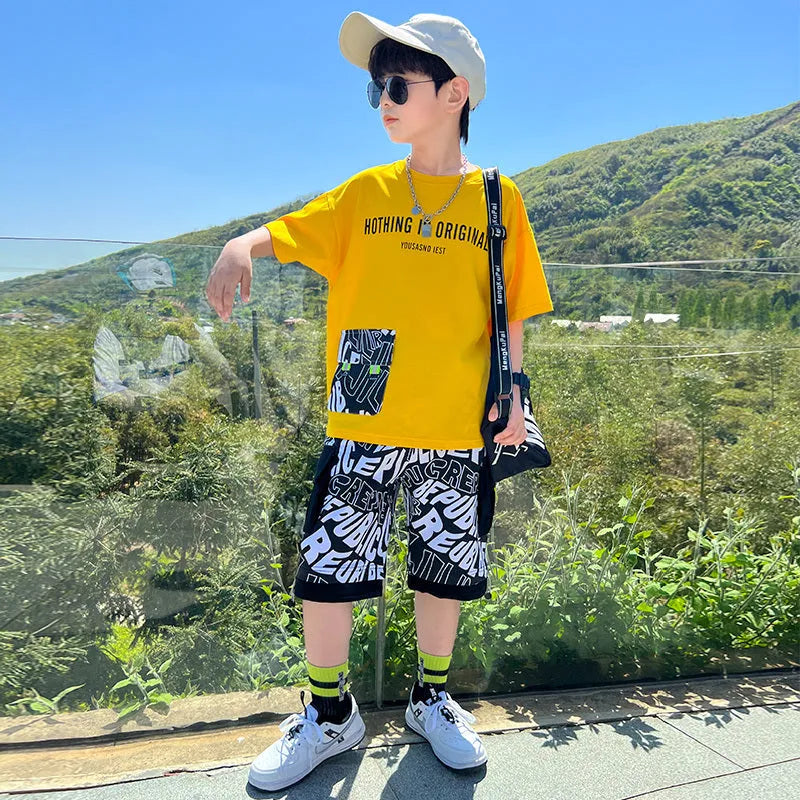 Costume à manches courtes d'été à la mode pour garçon Cool et beau