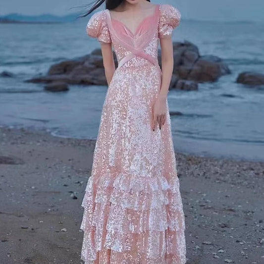 Pink Evening Dress For High End Luxury Women - Enfance-Heureuse