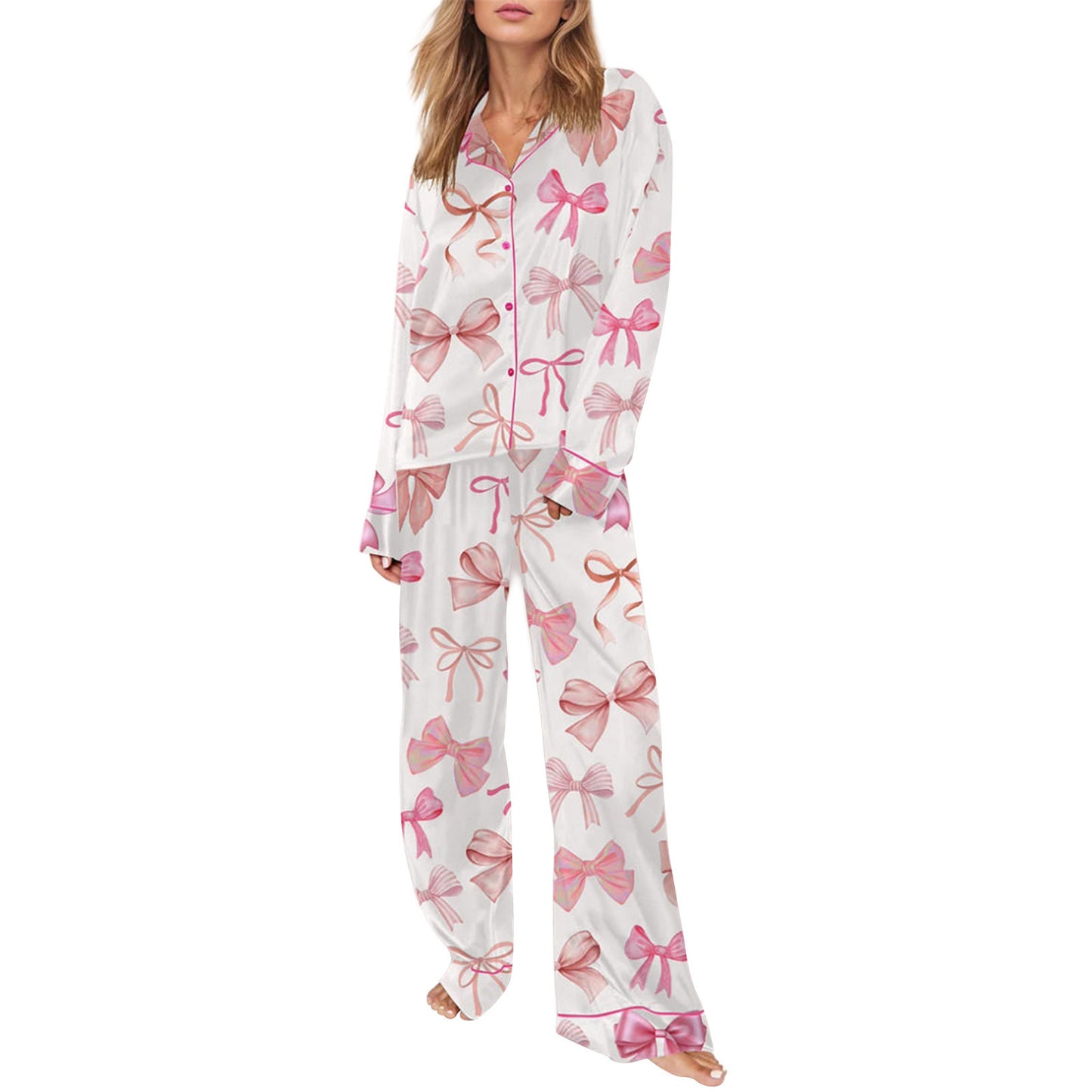 Pijama estampado bonito, traje de manga larga, traje para dama