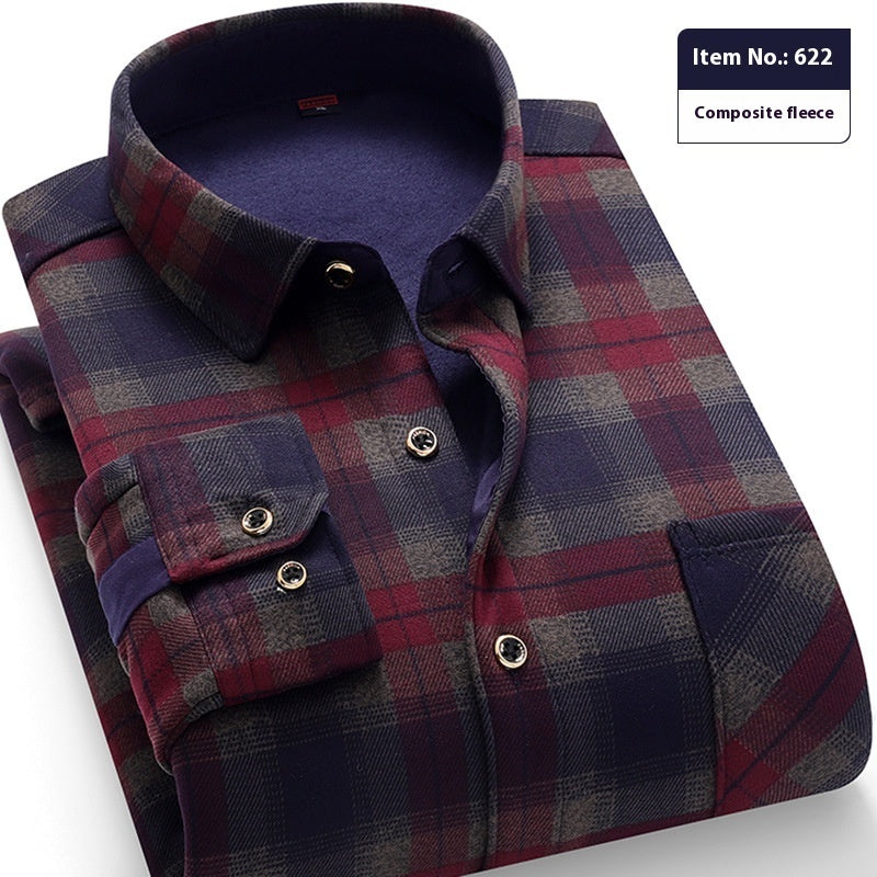 Thickened Velvet Padded Shirt Thermal Plaid
