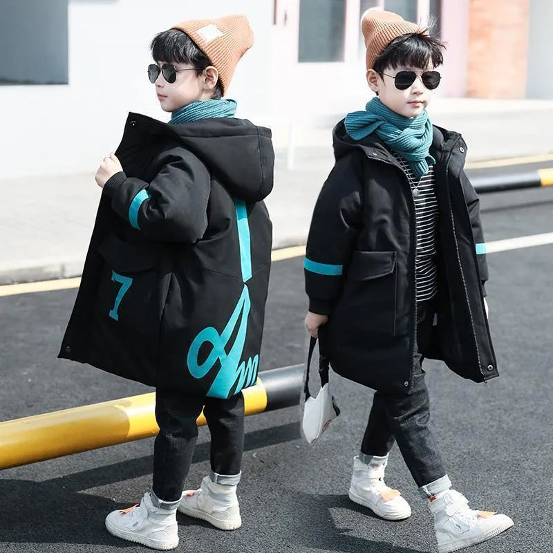 Hiver Vêtements de Mi-longueur Rembourré Veste Grand Enfants Épais