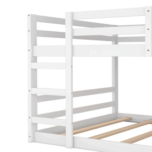 Full Over Full Bunk Bed With Ladder, White