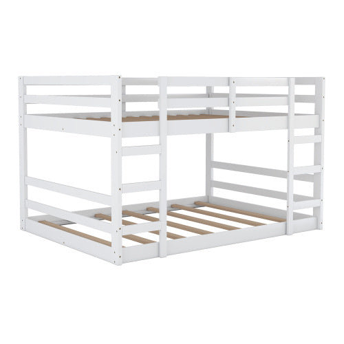 Full Over Full Bunk Bed With Ladder, White