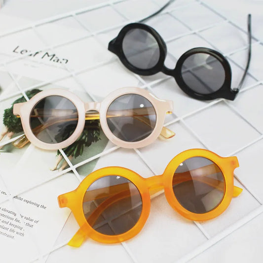 Style coréen Enfants de lunettes de Soleil Rondes Hommes - Enfance-Heureuse