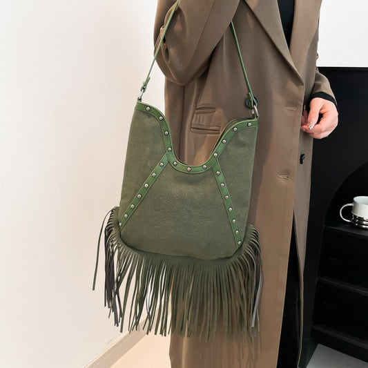 Fashion Rivet Shoulder Large-capacity Crossbody Bag - Enfance-Heureuse