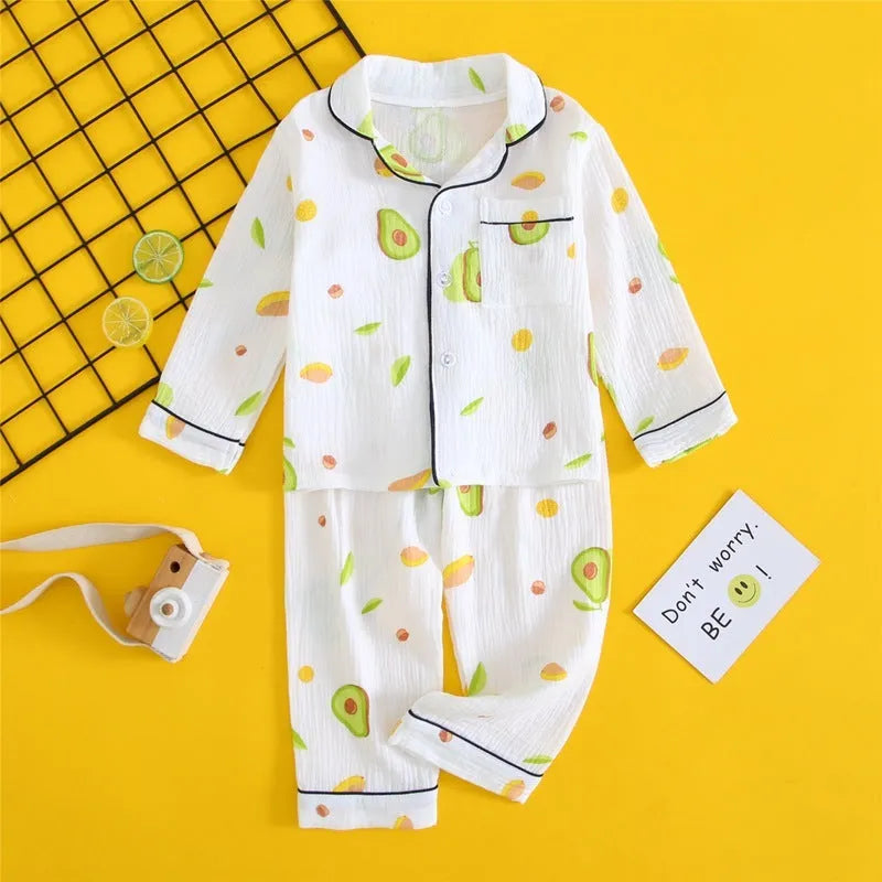 Ensemble de vêtements pour la maison en gaze de coton double couche pour enfants