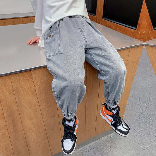 Boys' Big Pocket Jeans Big Children's Autumn Casual Pants Children's Spring And Autumn Trousers - Enfance-Heureuse