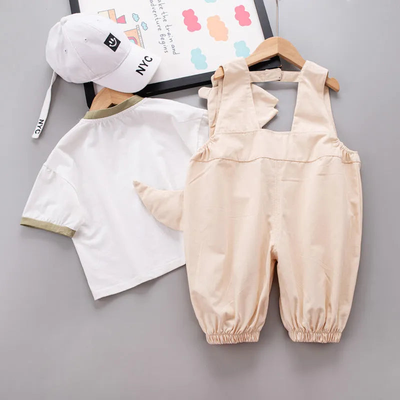 T-shirt Suspender Shorts Two-piece Set