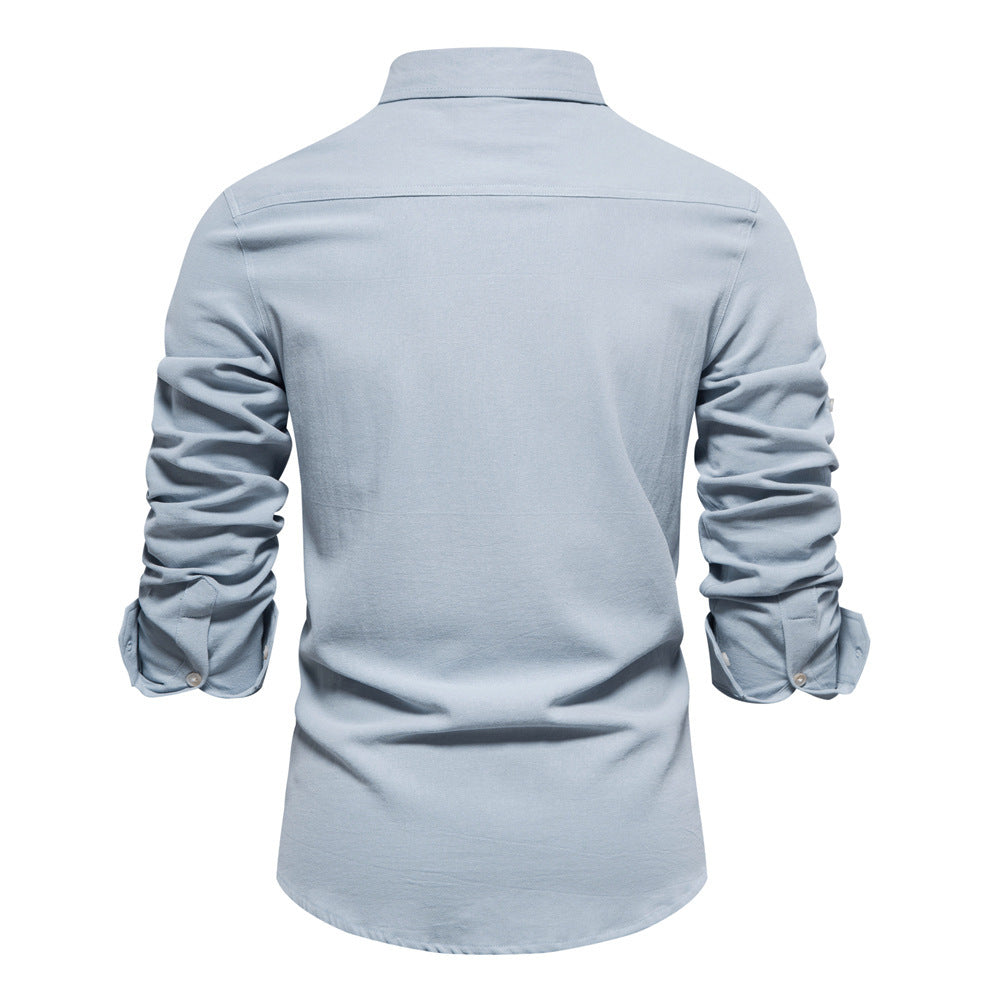 Business Pure Color European Size Long Sleeve Shirt