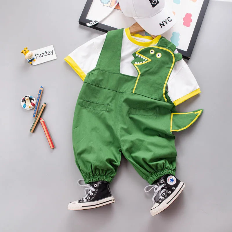 T-shirt Suspender Shorts Two-piece Set