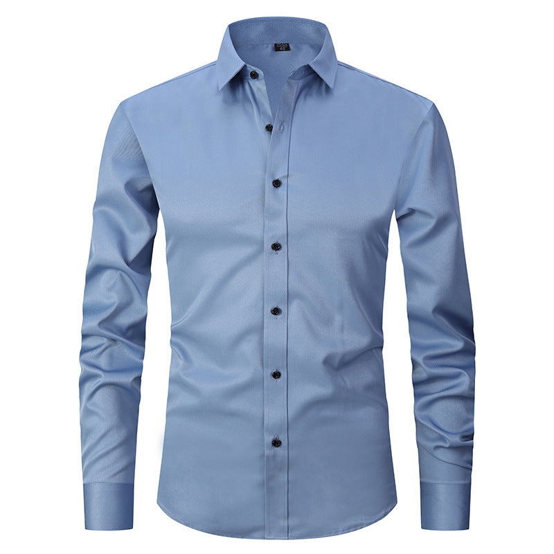 Men's Stretch Shirt Long Sleeve Non-ironing Slim Fit - Enfance-Heureuse