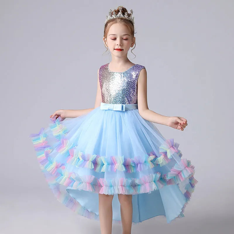 Femelle Dentelle Catwalk Fleur Fille Robe Performance Costume