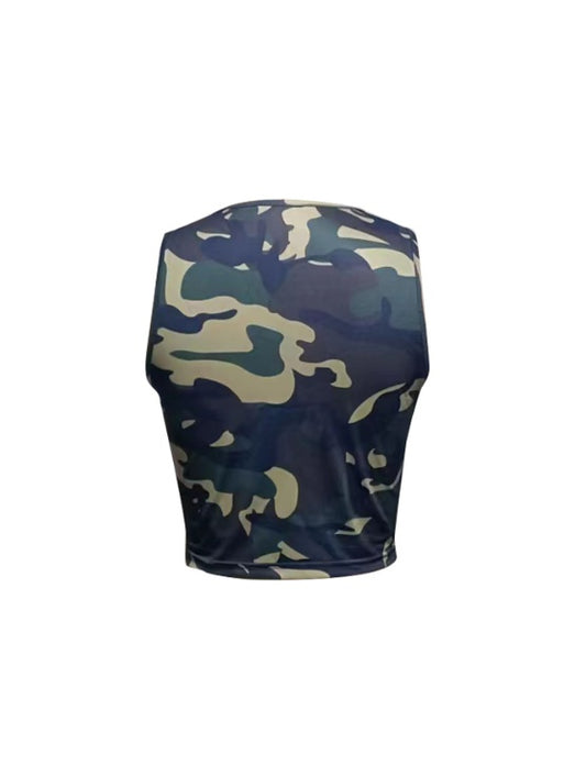 Ladies' Camouflage Chest Hollow Out Fashionable Slimming Camisole Vest - Enfance-Heureuse