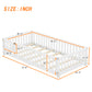 Twin Size Bed Floor Bed With Safety Guardrails And Door For Kids, White - Enfance-Heureuse