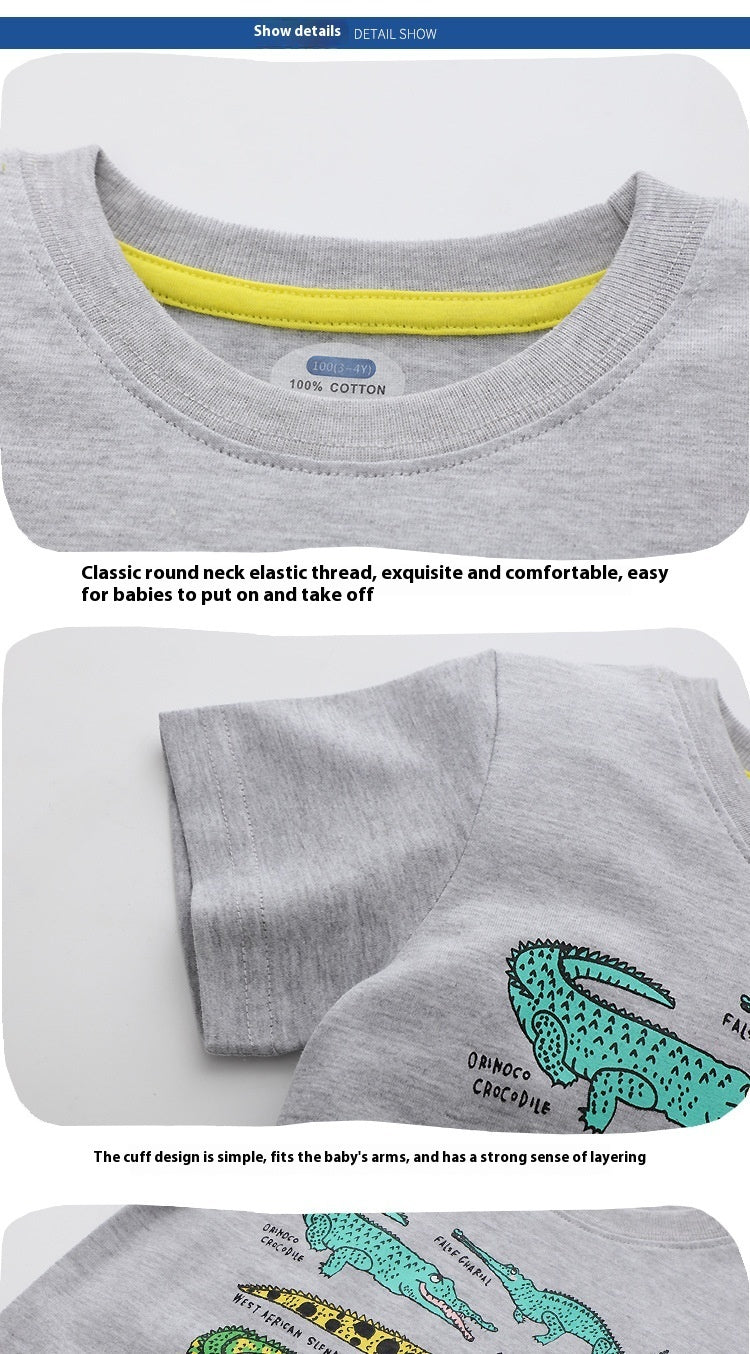 Summer Children's Cute Printed Embroidered Short-sleeved Cartoon T-shirt
