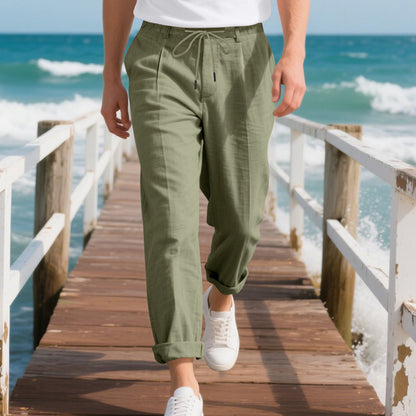 American Linen Men's Casual Pants Summer Loose Straight - Enfance-Heureuse