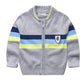Round Neck Striped Color-block Zipper Sweater - Enfance-Heureuse
