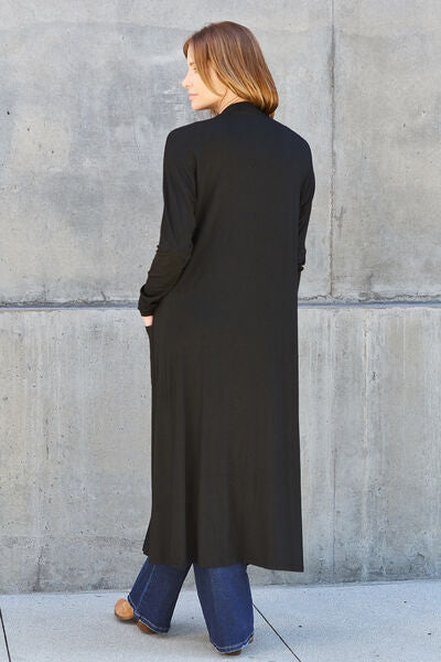Basic Bae Full Size Open Front Long Sleeve Cover Up - Enfance-Heureuse