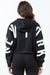 American Bazi Letter Graphic Long Sleeve Drawstring Cropped Hoodie - Enfance-Heureuse